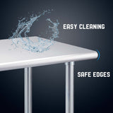 Profeeshaw Stainless Steel Table with Wheels 24x36 Inch, NSF Commercial Kitchen Prep & Work Table with Undershelf and Galvanized Legs for Restaurant, Bar, Utility Room and Garage Heavy Duty Table Profeeshaw