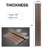 NeatiEase Wood Wall Panels, 9 Feet Acoustic Slat Wall Panels for Interior Wall Decor and Noise Reduction, Decorative Slat Wall Paneling, Smoked Oak, 4-Piece NeatiEase