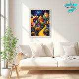 KEYIFA Diamond Art Kits Abstract Landscape Diamond Painting for Adults, 5D Round Full Drill, Houses Diamond Dots Mosaic Painting for Beginner, DIY Gems Art Craft for Home Wall Decor 30x40cm KEYIFA