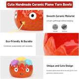 Katech Flame Yarn Bowl for Crocheting-Crochet Bowls Knitting Bowls-Cute Handmade Ceramic Flame Yarn Bowls-Ideal Crochet Gifts for Crocheters Knitter Katech
