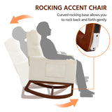 Yaheetech Rocking Chair, Modern Glider Chair, Recliner Armchair with Wood Legs and Side Pocket, Nursery Rocking Accent Chair with High Back for Living Room Bedroom, Beige Yaheetech