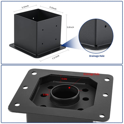 AXWHYS 6x6 Post Base 4 Pcs, (Inner Size 5.6x5.6) Post Anchors, 13GA Thick Solid Steel & Black Powder Coated,Deck Post Brackets Support Deck Base Plate Pergola Brackets Fence Kit - WoodArtSupply