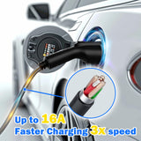 Level 1 & Level 2 EV Charger 16Amp 110-240V,17ft Cable, Portable Electric Vehicle Charger with NEMA5-15P & 6-20 Plug Compatible for SEA J1772 EV Cars for Home and Outdoor (Black) SubSun