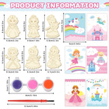 24Pcs Princess Party Favors Birthday Supplies Decorations-Cards with Art Crafts Castle Fairies DIY Wooden Painting Craft Kits Thank You for Coming Gifts Bulk Goodie Bags Stuffers Prizes for Kids Girls Yiaoyinnz