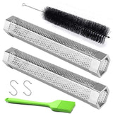 Pellet Smoker Tube, 2 Pack 12'' Stainless Steel BBQ Wood Pellet Tube Smoker, for Cold/Hot Smoking (2 Pack 12'' Smoker) LFSEMINI