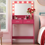 MIRROTOWEL Vanity Desk with Mirror and Lights, Dressing Table with Large Drawer, 2 Level Storage Dresser & 3 Lighting Modes Adjustable Brightness, Suitable for Bedroom MIRROTOWEL