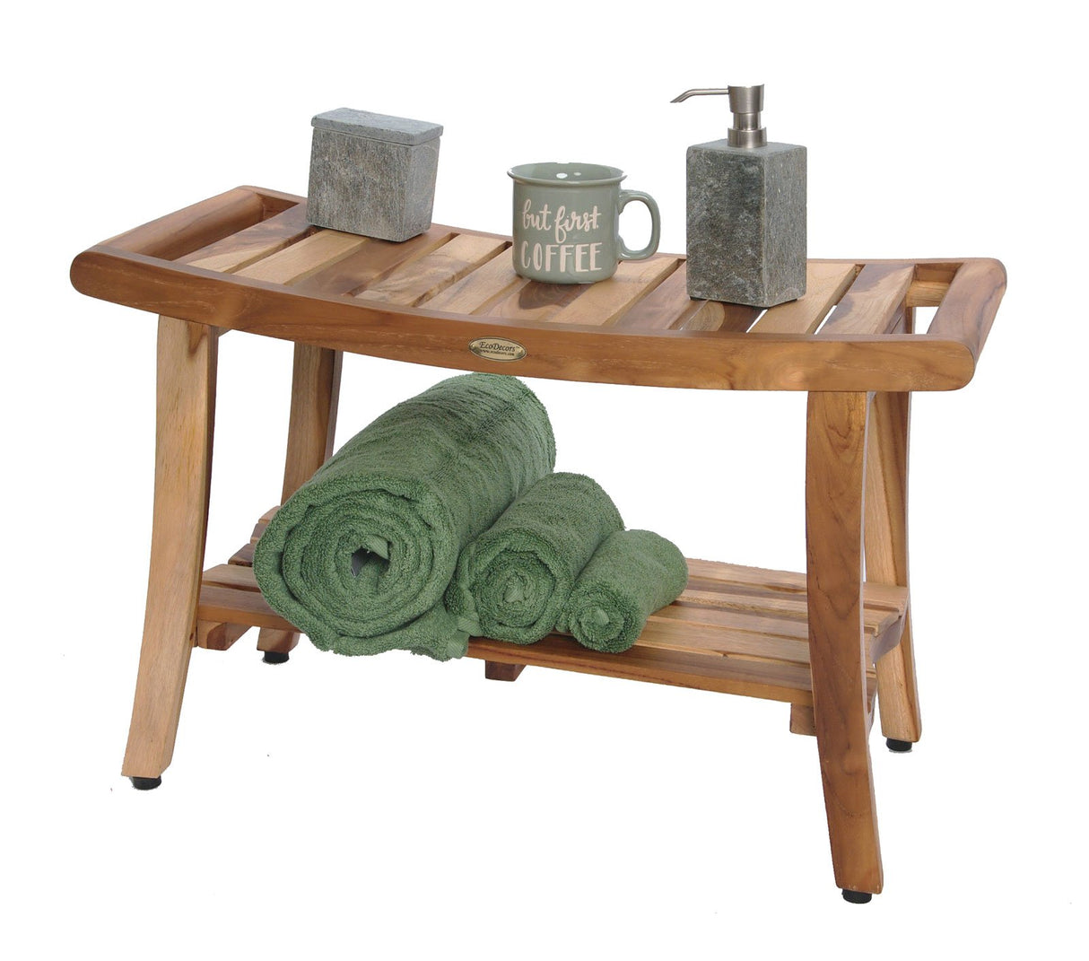 EcoDecors, 30", Harmony, Teak Shower Bench, Teak Shower Stool, Teak Bench for Shower, Teak Shower Seat, Teak Shower Bench for Inside Shower, Teak Shower Chair, Safety Arms, 30 inch EcoDecors