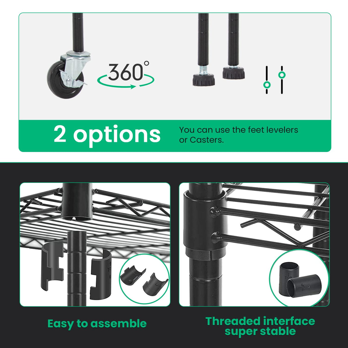 PayLessHere | 6-Tier Wire Shelf with Wheels | 48"x18"x76" | Black | Adjustable Racks | Heavy-Duty Storage Shelves, Holds Upto 600 lbs | Rust-Resistant, No-Tool Assembly | for Home, Garage Shelving PayLessHere