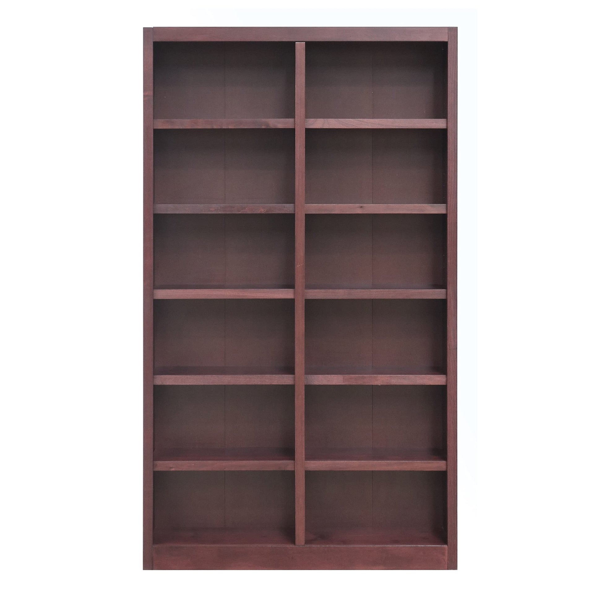 84" Cherry Finish Double Wide Bookcase with 10 Adjustable Shelves by Concepts In Wood - WoodArtSupply