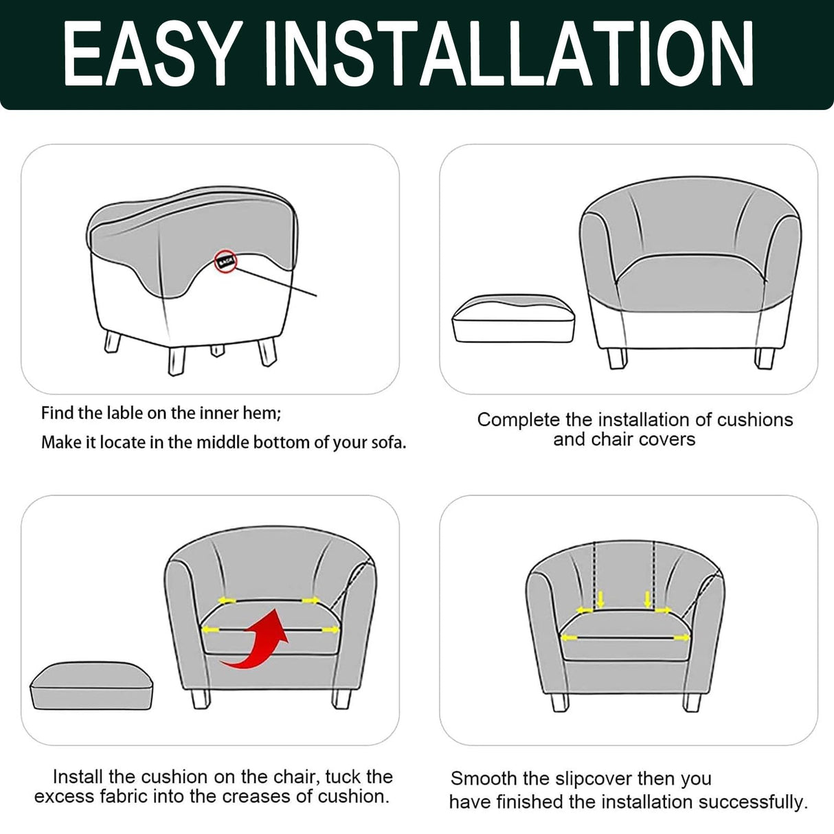 Deisy Dee 2 Piece Velvet Club Chair Slipcover Tub Chair Slipcovers Stretch Barrel Chair Covers Accent Chair Cover Removable Couch Furniture Protector Arm Chair Cover for Living Room (Kelly) Deisy Dee