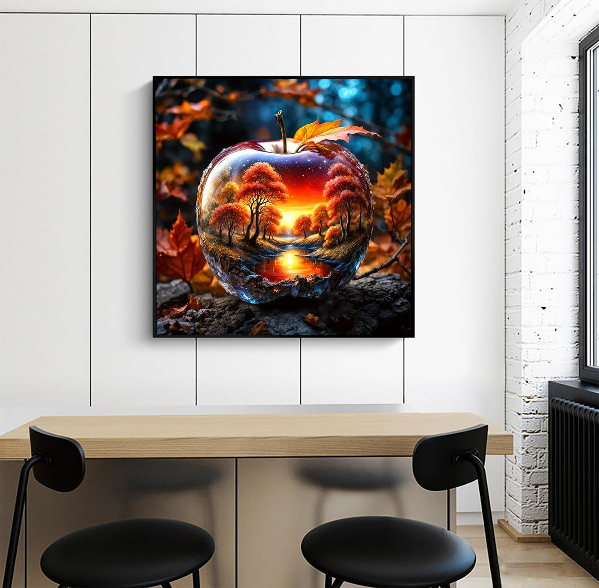 APTDYIGL 5D Autumn Maple Leaf Diamond Painting Kits for Adults Beginner,DIY Sunset Landscape Diamond Art Kits for Adults,Round Full Drill Diamond Dots with Gem Art Kits,Home Wall Decor 15.7X15.7inch APTDYIGL