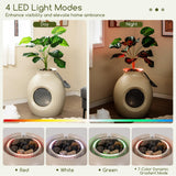 Tangkula Hidden Litter Box Plant, Cat Litter Box Enclosure Furniture with Odor Removal System, 4 Modes Lights, Artificial Plant, Pebbles, Door, Scoop, Planter Litter Box for Large Cats, Easy to Clean Tangkula