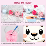 MXJSUA 4 Pack Lion Zebra Animals Paint by Numbers Kit with Framed Canvas for Kids, Hippo Elephant by Number Painting Kits for Ages 6-12 Kids, Acrylic Oil Paint by Number Kits for Beginners 8x8 Inch MXJSUA