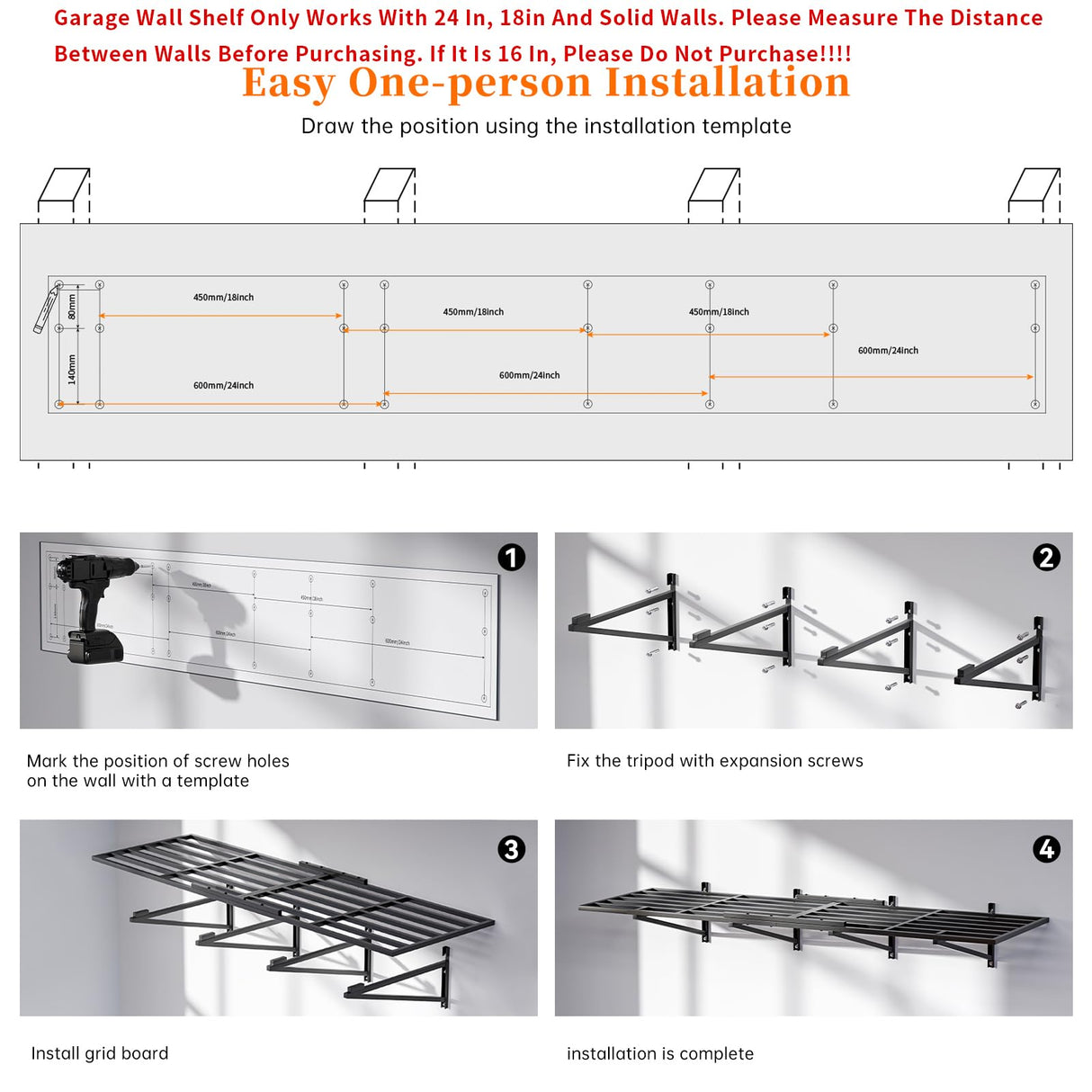 IBCXBIO 2-Pack 2x6ft Garage Wall Shelving Garage Shelving Wall Mounted Garage Wall Shelf 2000lbs Weight Capacityheavy Duty Wall Shelves Black IBCXBIO