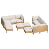SUNCOZE Outdoor Sectional Furniture, 12 Pieces Outdoor Patio Furniture Sets PE Rattan Wicker Sofa Set, All Weather Patio Conversation Set with Cushion and Ottoman for Deck Lawn Pool SUNCOZE