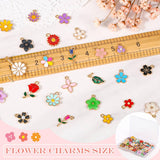 Acejoz 100Pcs 50 Pairs Flower Charms for Jewelry Making, Wholesale Assorted Enamel Mixed Bulk Metal Earring Charms for DIY Necklace Bracelet Earring Jewelry Making and Crafting Acejoz