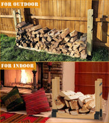 BALIE SPACE Outdoor Firewood Rack Brackets Kit for Fire Wood Pile Storage, Adjustable log stacking Stand Holder for 2x4 lumber, Black, Set of 2… BALIE SPACE