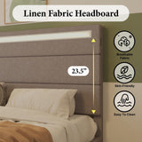 Forrise Full Size Upholstered Bed Frame with LED Lights and USB Ports - Modern Noise-Free Design in Grey Forrise