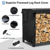 OutdoorLines Firewood Rack Cover, Black, 4FT, 420D Oxford Fabric, Waterproof, Windproof, for 48x24x41in Firewood Holder OutdoorLines