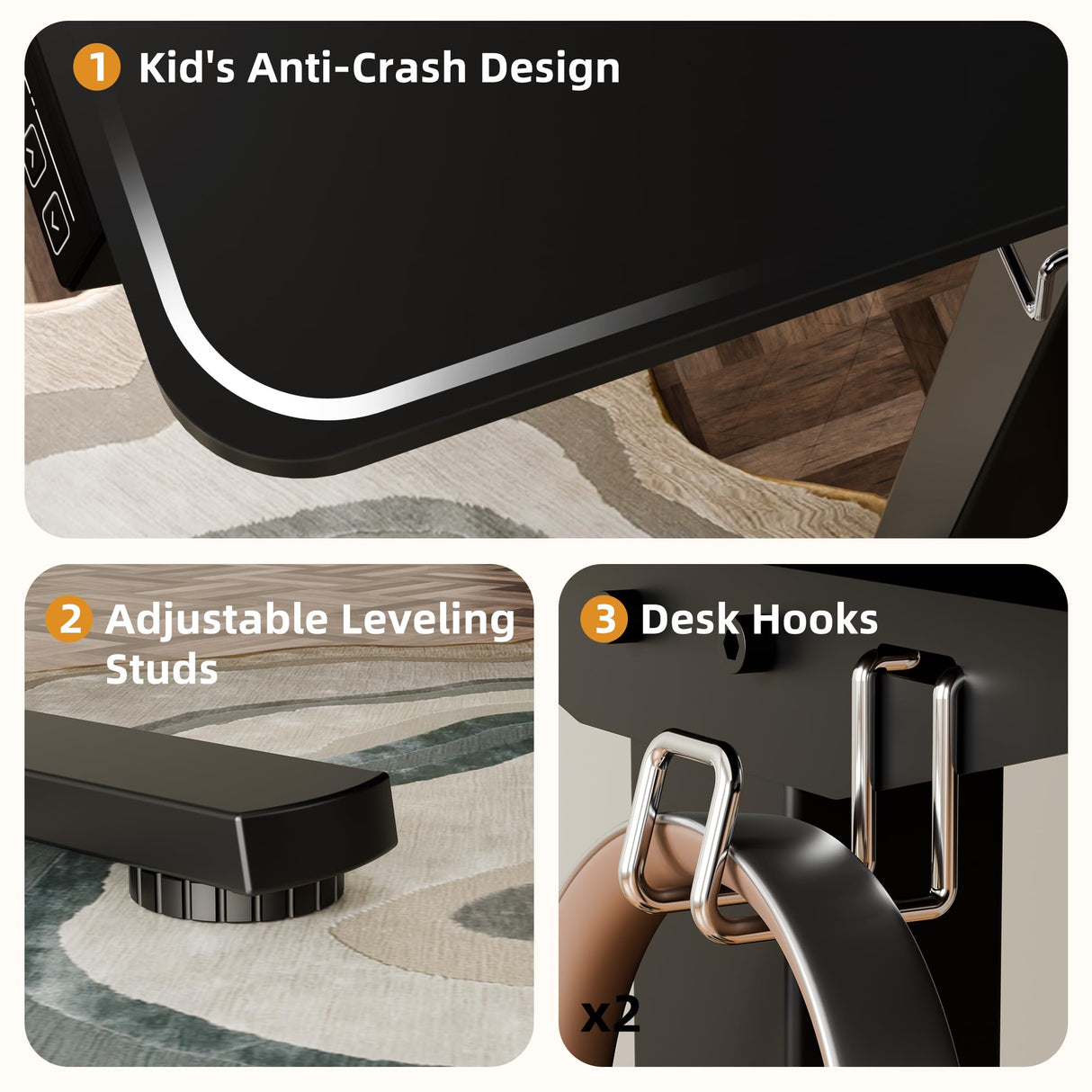 ERGOMAKER Electric Standing Desk, 31.5" x 23.6" Height Adjustable Sit Stand Desk with Splice Board for Home Office, Computer Desk Memory Preset (Black Frame, Black Desktop) ERGOMAKER