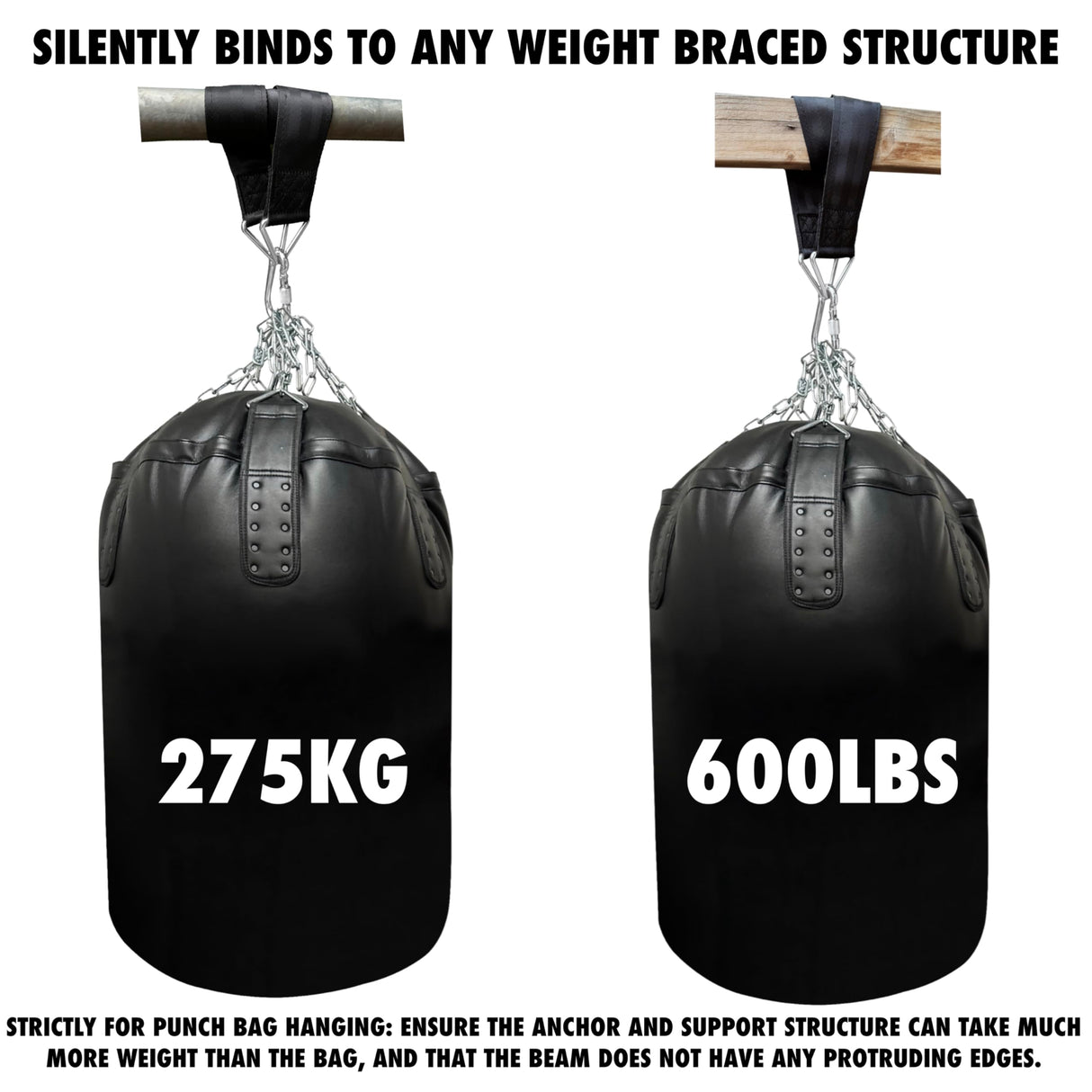 BULL DOZA FIGHT WEAR Heavy Duty Punch Bag Hanging Strap – Three Sizes | Extremely Strong Boxing Bag Hanger | Durable, Adjustable Punching Bag Holder for Home Gym & Training (61cm (2ft)) BULL DOZA FIGHT WEAR