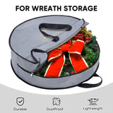 BALEINE 2 Pack Wreath Storage Container, Christmas Wreath Storage Bag with Reinforced Handle for Holiday Xmas (Grey, 30"X8") BALEINE