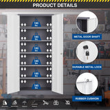 Fesbos Metal Storage Cabinet-72” Tall Steel File Cabinets with Lockable Doors and 5 Adjustable Shelves-Gray&White Steel Storage Cabinet for Home, School, Office, Garage Fesbos