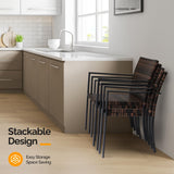 VINGLI Stackable Wicker Chairs Outdoor Dining Set of 4, All-Weather Patio Chairs for Garden, Porch, Deck, Fire Pit - Brown, 350 lbs Capacity VINGLI