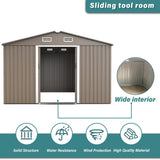 Gotland 10FT x 8FT Metal Storage Shed, Outdoor Storage Shed with Lockable Slide Doors & 2 Windows, Utility and Tool Shed with Slooping Roof for Garden, Backyard, Patio, Lawn Gotland