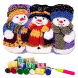 DL-YTG Latch Hook Kits Rug Snowman Crochet Yarn Cushion Colour Pre-Printed Canvas Cover Rug Needlework DIY Hook and Latch Kit Christmas Home Decoration 52x38cm/20 X15inch DL-YTG