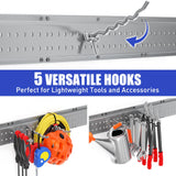 ZICANYCO Garage Tool Organizer Wall Mount 48 inches with 10 Adjustable Heavy-Duty Hooks, Garage Organization, Garden Tool Storage Rack, Yard, and Shed, Holds Up to 400 lbs (Grey) ZICANYCO