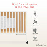 Dream On Me Quinn Full-Size Folding Crib In White, Removeable Wheels, Modern Nursey, Adjustable Mattress Support, Portable Crib, Patented Folding System Dream On Me