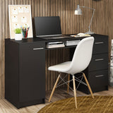 Madesa Computer Desk with 3 Drawers, 1 Door and 1 Storage Shelf, Wood Writing Home Office Workstation, Office Desk with Drawers - 30” H x 18” D x 53” W - Black Madesa