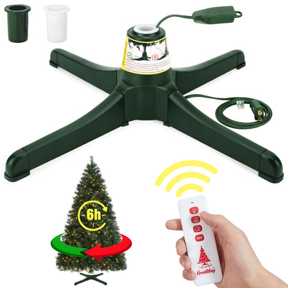 GREATDAY Rotating Christmas Tree Stand with Remote Control,Six-Hour Timer Function,360-Degree Rotating Christmas Tree Stand,Up to 7.5ft and 80 pounds Artificial Tree,with 3 Settings Trunk Diameter