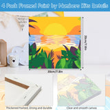 EOBROMD 4 Pack Framed Paint by Numbers Kits for Kids Ages 4-8-12 Landscape, Beach DIY Acrylic Paint by Number on Stretched Canvas, Painting Kits Adults Oil Numbers for Home Decor(8X8inch) EOBROMD
