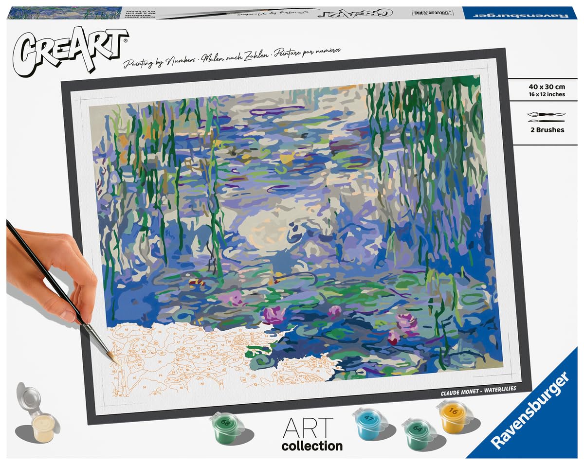 Ravensburger Monet: Waterlilies Paint by Numbers Kit for Adults - 23651 - Painting Arts and Crafts for Ages 14 and Up Ravensburger