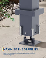 Garveelife All-Aluminum Louvered Pergola 12' x 16', Outdoor Pergola with Adjustable Louvered Roof, Reinforced Aluminum Frame, Integrated Drainage System, Hardtop Gazebo for Patio, Deck, Gray GarveeLife