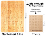 Montessori & Me Wood Alphabet Tracing Board Montessori Letters - Wooden Letters - Large Print Letters for Toddler to Preschool - Reversible Uppercase and Lowercase Montessori & Me