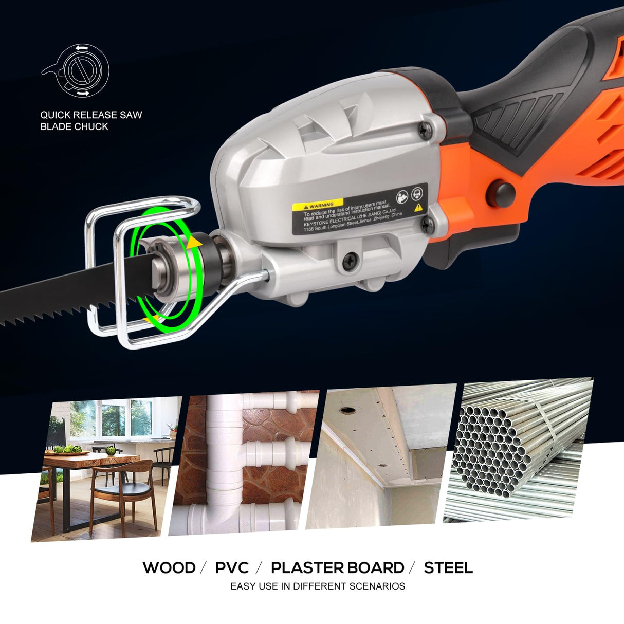 Yunirvana 5.0 Amp Variable-Speed Corded Reciprocating Saw - 3000spm for Versatile Cutting, 1/2" Stroke Length, Up to 4-1/2" Cutting Capacity for Wood and Metal Yunirvana