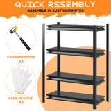 59''H Garage Shelving Heavy Duty Rack, 2400 LBS Large Capacity 4 Tier Adjustable Storage Shelves, Metal Industrial ShelvingUnits for Garage, Basement and Warehouse, 59''H×31.5''W×13.78''D, Black ErgoNova