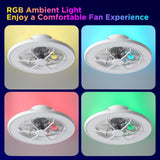 ocioc Low Profile Ceiling Fans with Lights,18 in Smart Ceiling Fans with Alexa/Google Assistant/App Control Color Changing LED-RGB Back Ambient Light for Bedroom ocioc