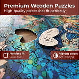 Crafthub Mystical Creatures Wooden Puzzles for Adults – A3 Dreamy Mermaid with 127 Pieces Wood Puzzles – Jigsaw Puzzles with Unique Animal Shapes – 10.9"x10.9" CRAFTHUB