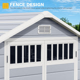 DWVO Outdoor Storage Shed, All-Weather Resin Plastic Storage Shed with Windows, Slanted Roof, Raised Floor, Capacity for Garden Tools & Equipment, Ideal for Backyard & Garden DWVO