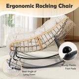 PROHIKER Outdoor Papasan Rocking Chair, Indoor Egg Rocking Chair with Thick Cushion, Oversized Wicker Rattan Patio Lounge Chairs for Backyard, Balcony, Living Room(Beige) PROHIKER
