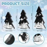 3 Pieces Wooden Christmas Tree Decor Black White Xmas Tiered Tray Decor for Christmas Home Tabletop Party Decor (Black) Sereliy