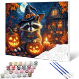 Tucocoo Halloween Funny Raccoon Paint by Numbers Kit for Adults DIY Acrylic Painting Project Cute Witch Animal Pumpkin Canvas Art Set Relaxing Craft Activity Gift Home Decor 16x20 Inch (Frameless) Tucocoo