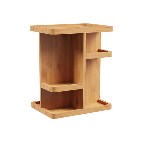 Lavish Home Makeup Organizer - Rotating Eco-Friendly Compact Modern Bamboo Skincare Cosmetic and Vanity Carousel for Bedroom, Bathroom, and Dorm Lavish Home