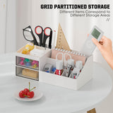 Subsky Makeup Organizer with Drawers, Easy Storage for Beauty Products Brushes, Multifunction Plastic Desk Organizer, Cosmetics Organizer for Countertop Dresser Vanity and Bathroom (White) Subsky