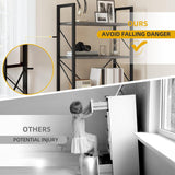 DWVO 5 Tier Bookshelf, Industrial Bookshelves Open Shelf Bookcase, Storage Shelves Organizer Display Rack for Bedroom,Living Room,Office,Kitchen, Charcoal Gray DWVO