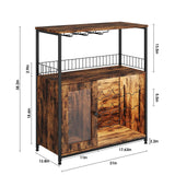 ZERDER Wine Bar Cabinet with LED Light, Home Coffee Cabinet with Wine Rack and Glass Holder, Bar Cabinet with Storage Shelf and Cabinet, Freestanding Liquor Cabinet for Living Room, Dining Room ZERDER